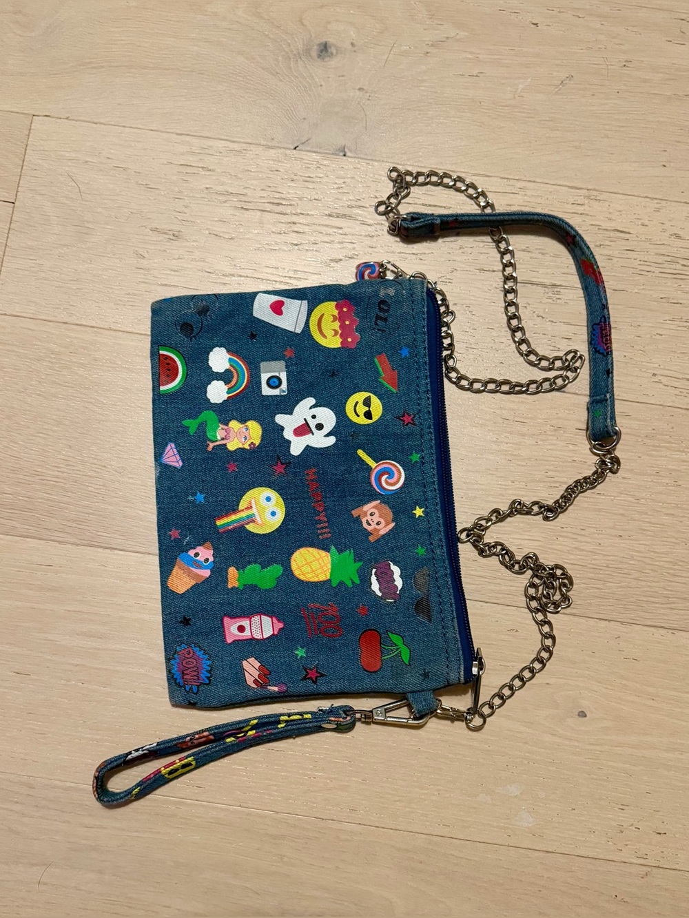 Bari Lynn denim emoji Zip Pouch